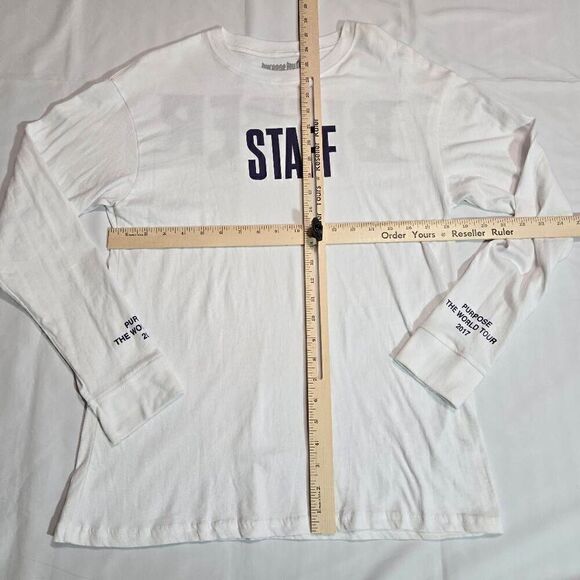 JUSTIN BIEBER PURPOSE 2017 WORLD TOUR WHITE T-SHIRT LONG SLEEVE MENS MEDIUM - Picture 4 of 6